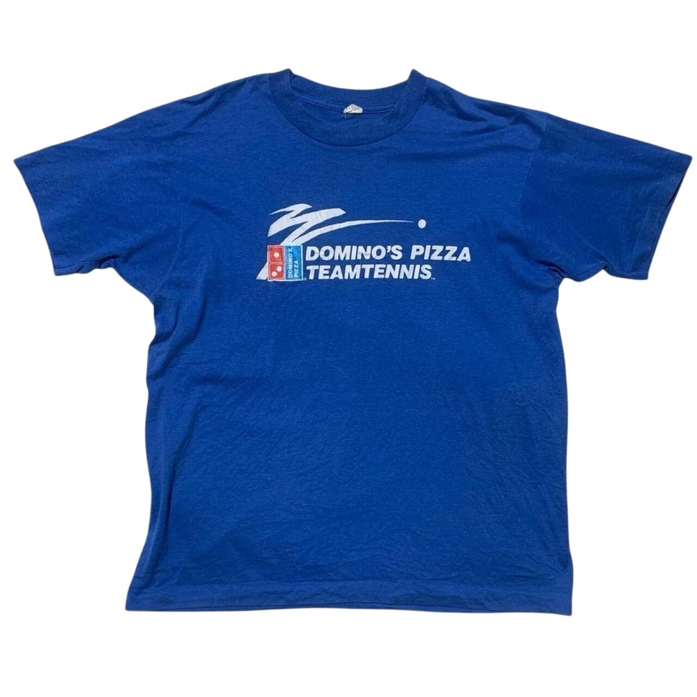 Screen Stars Domino's Pizza Team Tennis Vintage Graphic Tee Blue Men's XL